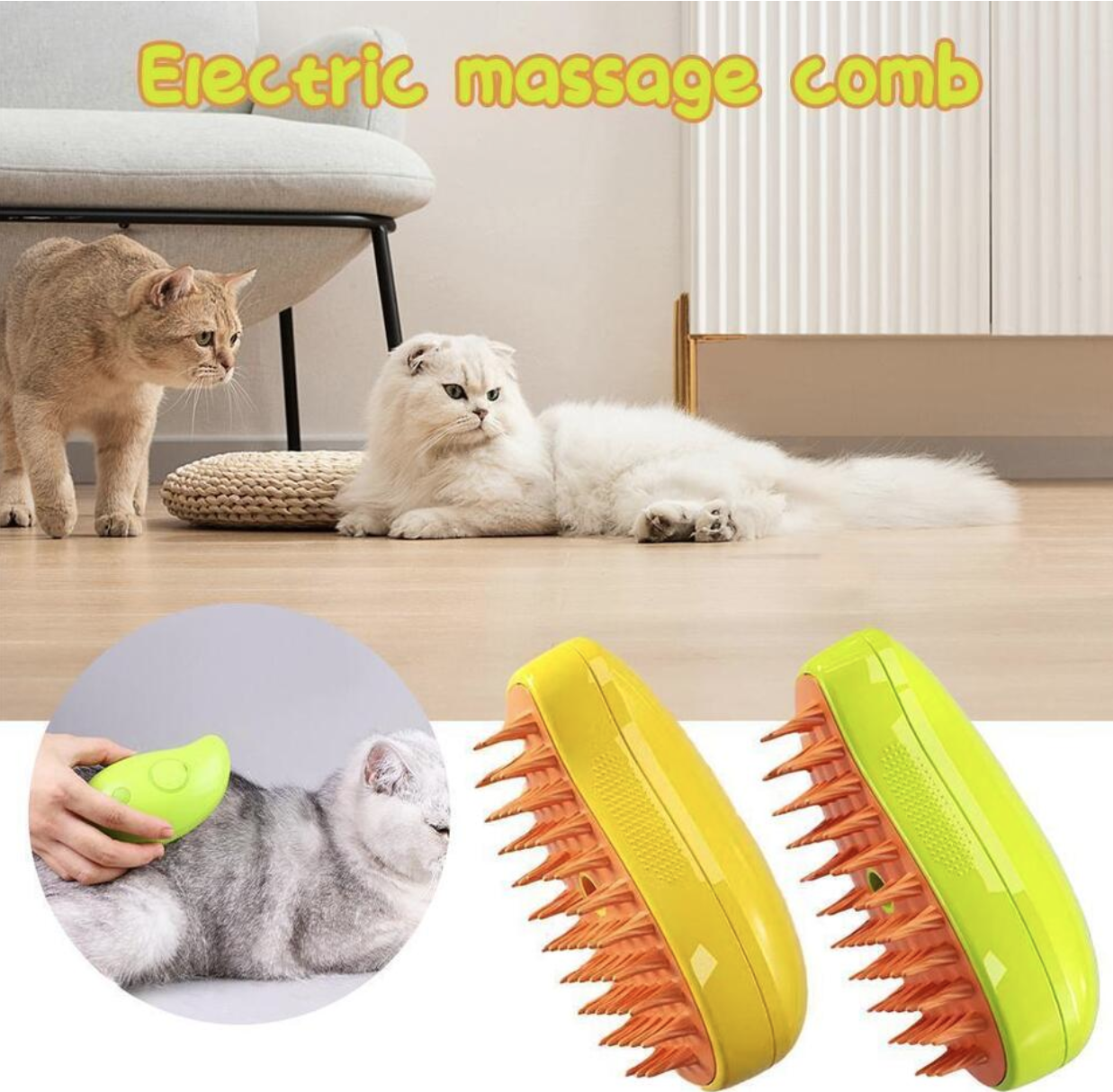 Cat Brush with Steam: 3-in-1 Cat Grooming Tool - Steam Cleaner, Hair Removal, Detangling Brush for Ultimate Relaxation, Rechargeable, Safe, High-Quality Silicone - Treat Your Pet to Spa Comfort Today!