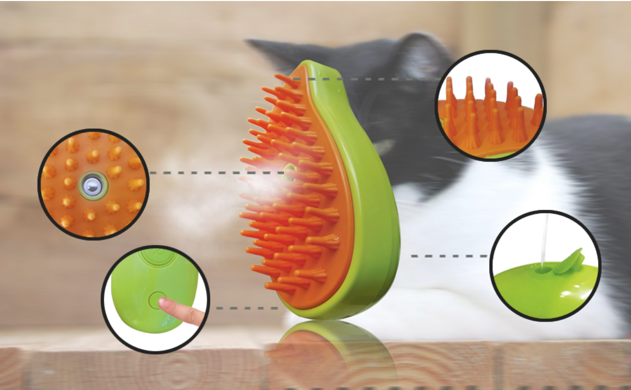 Cat Brush with Steam: 3-in-1 Cat Grooming Tool - Steam Cleaner, Hair Removal, Detangling Brush for Ultimate Relaxation, Rechargeable, Safe, High-Quality Silicone - Treat Your Pet to Spa Comfort Today!